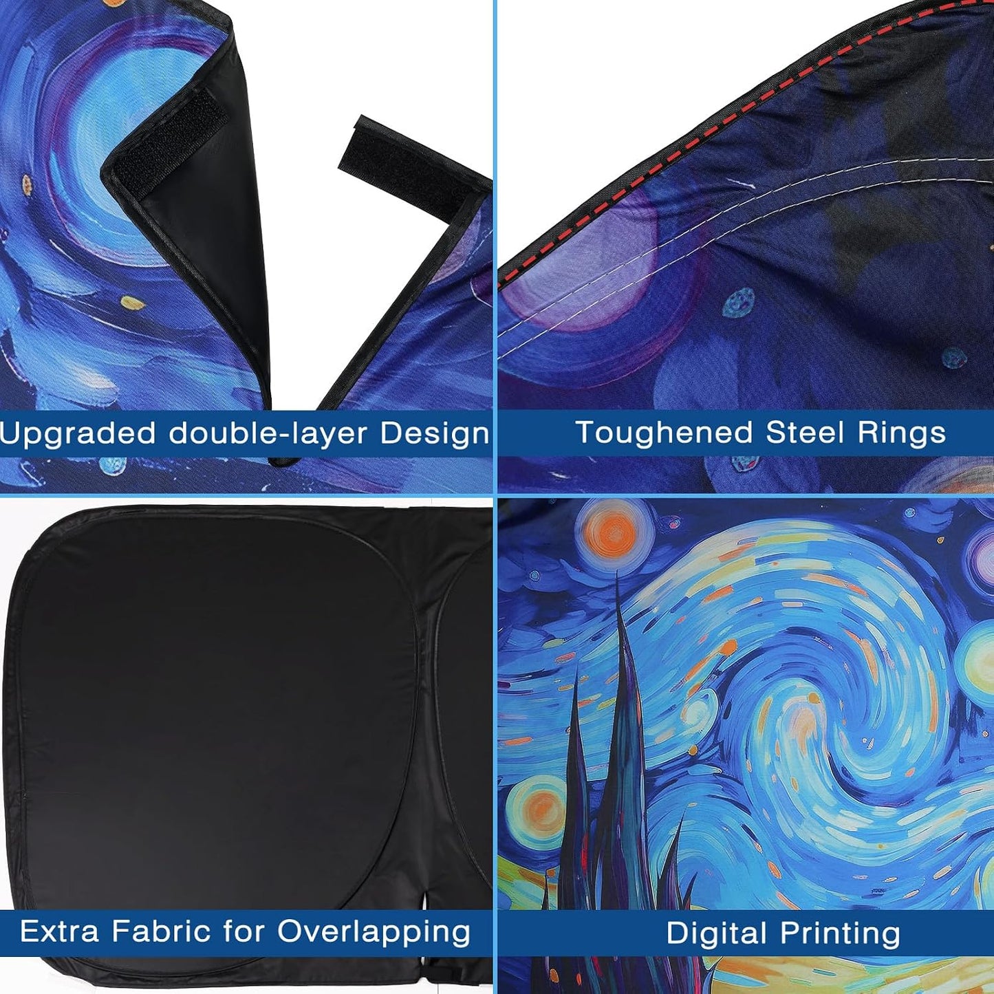 Car Windshield Sun Shade, Foldable Front Window Sunshade Blocks UV Rays, Keep Car Interior Cool, Universal Fit for Hatchback, Truck, SUV, MPV