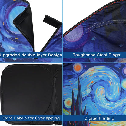 Car Windshield Sun Shade, Foldable Front Window Sunshade Blocks UV Rays, Keep Car Interior Cool, Universal Fit for Hatchback, Truck, SUV, MPV