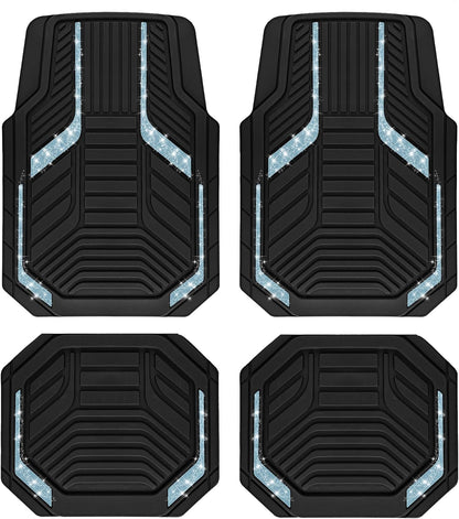 PIC AUTO Heavy Duty Rubber Floor Mats, Purple Aluminum Film Car Mats Set, Front and Rear Car Mats with Anti-Slip Backing, All Weather Protection, Trim-to-Fit for Automotive SUV, Sedan, Van