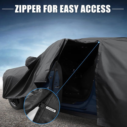 X AUTOHAUX Car Cover for Honda Civic Sedan/Coupe 210D-PU Outdoor Full Car Cover All Weather with Door Zipper for Waterproof Windproof Sun Rain Snow Protection