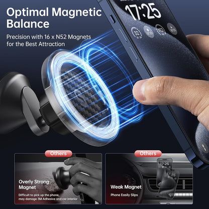 SYNCWIRE MagSafe Car Mount, Magnetic Car Phone Holder for Car Dashboard, 360° Rotating Strong Magnet Phone Mount with 3M VHB Adhesive, Compatible with iPhone 17/16/15/14/13/12 & MagSafe Cases