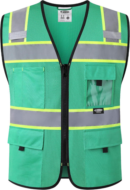 JKSafety Safety Vest for Men Women Hi Vis Relfective Vest with Pockets High Visibility Meet ANSI Standard