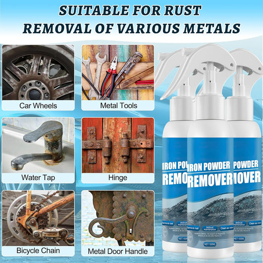 Car Rust Removal Spray,Iron Powder Remover,Rustout Instant Remover Spray,Multifunctional Paint Cleaner Car Maintenance Powder Spray Rust Remover Iron Cleaning,Iron Powder Remover for Car (3PCS*100ML)