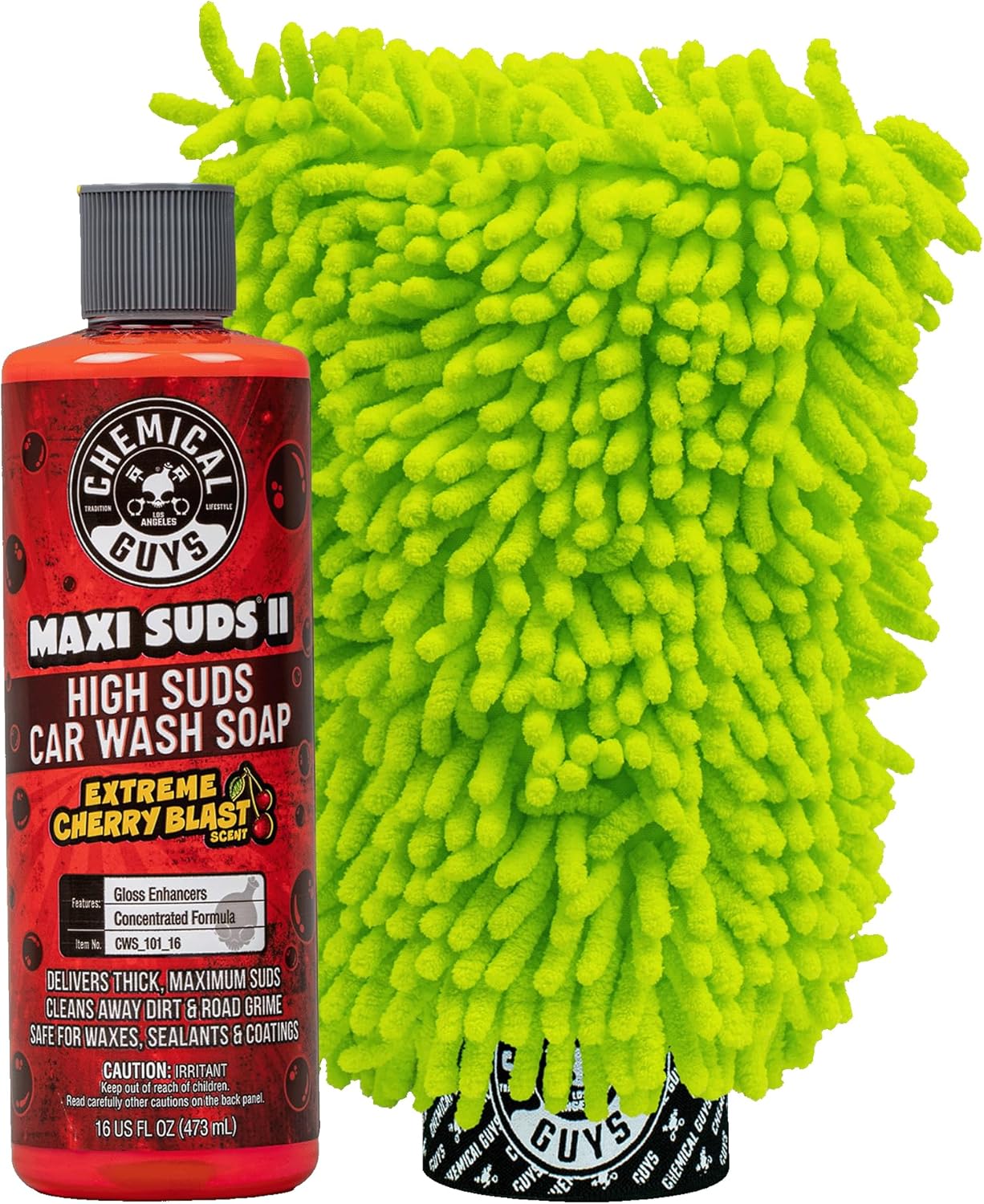 Chemical Guys Maxi Suds II Foaming Car Wash Soap – High Foam Car Wash Soap, Cherry Scent Shampoo and Gloss Booster for Foam Cannons, Guns or Buckets – Gentle, Safe for Trucks, SUVs, and RVs, 64 oz