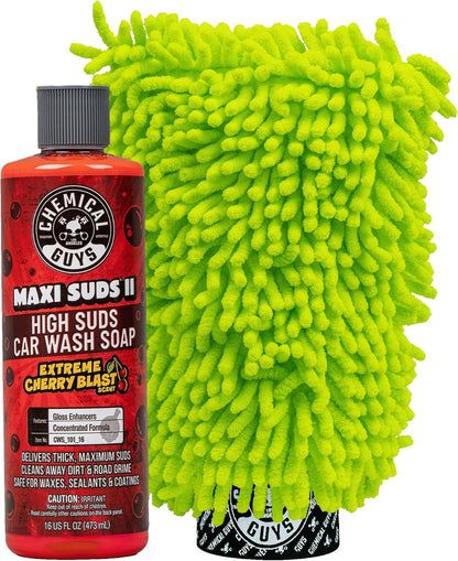 Chemical Guys Maxi Suds II Foaming Car Wash Soap – High Foam Car Wash Soap, Cherry Scent Shampoo and Gloss Booster for Foam Cannons, Guns or Buckets – Gentle, Safe for Trucks, SUVs, and RVs, 64 oz
