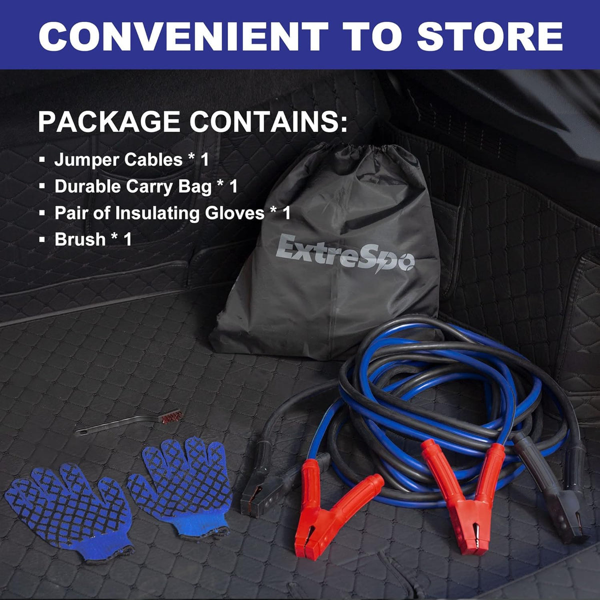 EXTRESPO Heavy Duty Jumper Cables - 4 Gauge 20 Feet 600Amp Automotive Booster Cables for Car Battery, for Car, SUV and Trucks, Jumper Cables Kit with Carry Bag, Gloves, Brushes (4 Gauge 20 FT)…