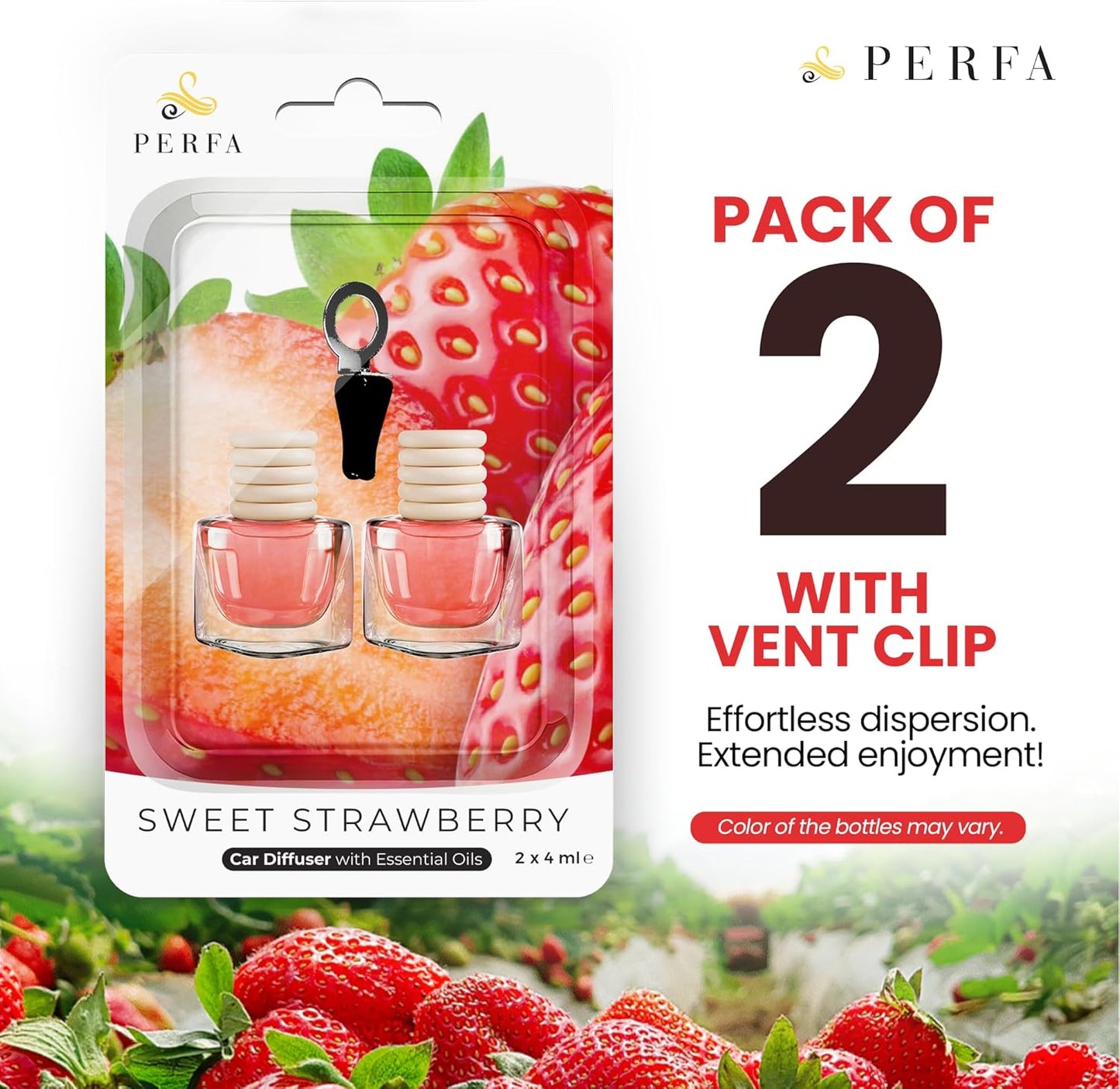 Fresh Linen Car Air Freshener | Hanging Car Freshener with Vent Clip | Long Lasting Fragrance, Slow-Release Aroma Technology, Adjustable Scent Intensity | Scented Interior Accessories by Perfa