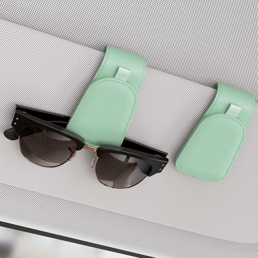 Sotfamily Sunglass Holder for Car Visor, Suede Cloth Magnetic Sunglass Organizer for Car Accessories, 2 Packs, Black