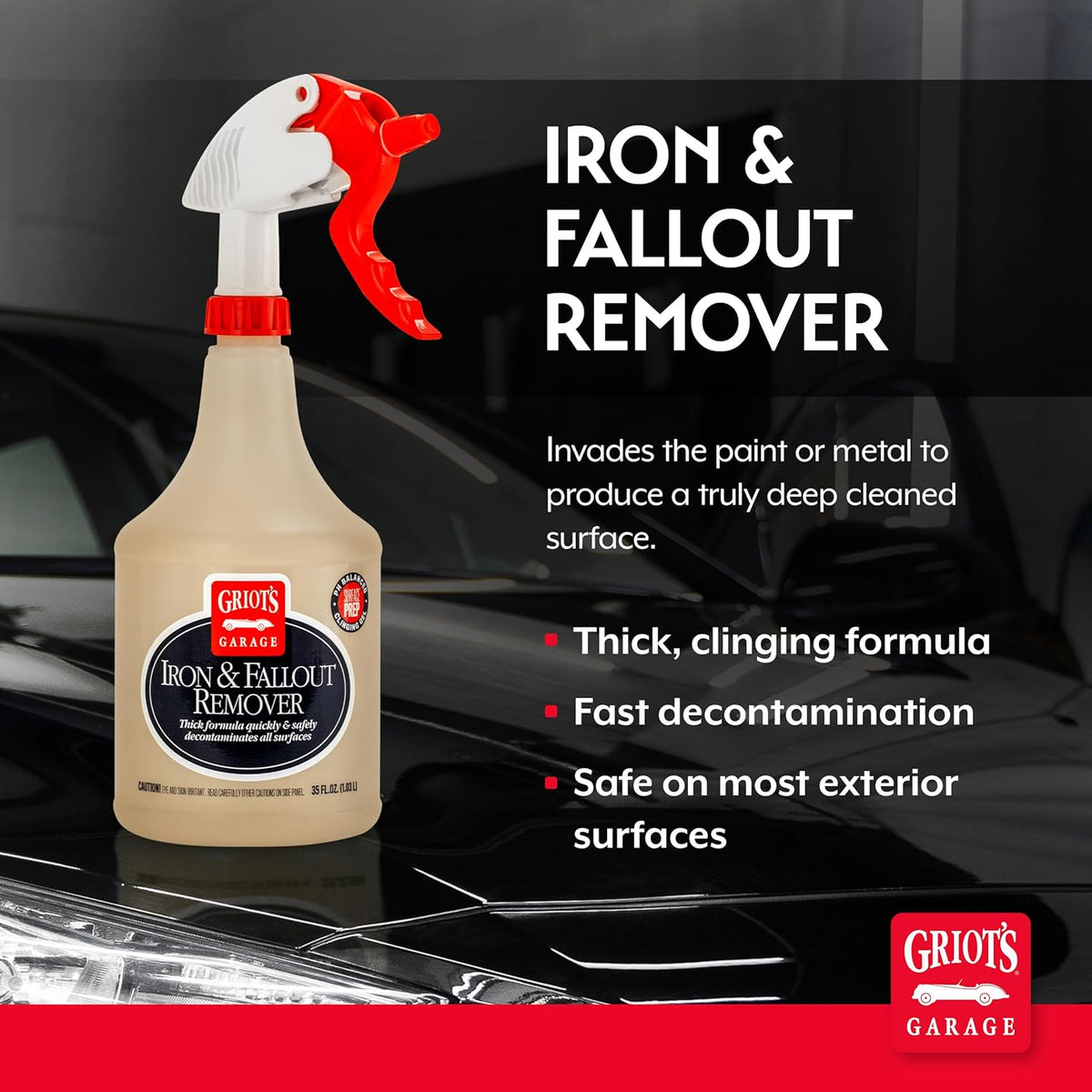 Griot's Garage Iron and Fallout Remover for Car Detailing and Cleaning, Remove Rust, Embedded Debris and Fallout from Multiple Exterior Surfaces 10948, 35oz