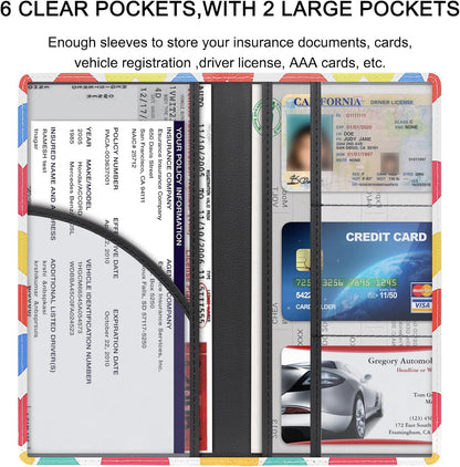 LumiMokki Premium Car Registration & Insurance Card Holder with Magnetic Shut, Vehicle Glove Box Car Organizer - For Documents, Cards, License (Black)