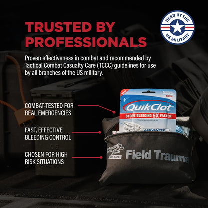 Adventure Medical Kits QuikClot Advanced Clotting Gauze - Stops Bleeding Up to 5X Faster Than Standard Gauze - Kaolin Hemostatic Dressing - for First Aid Kits & Survival Gear - 3 x 24