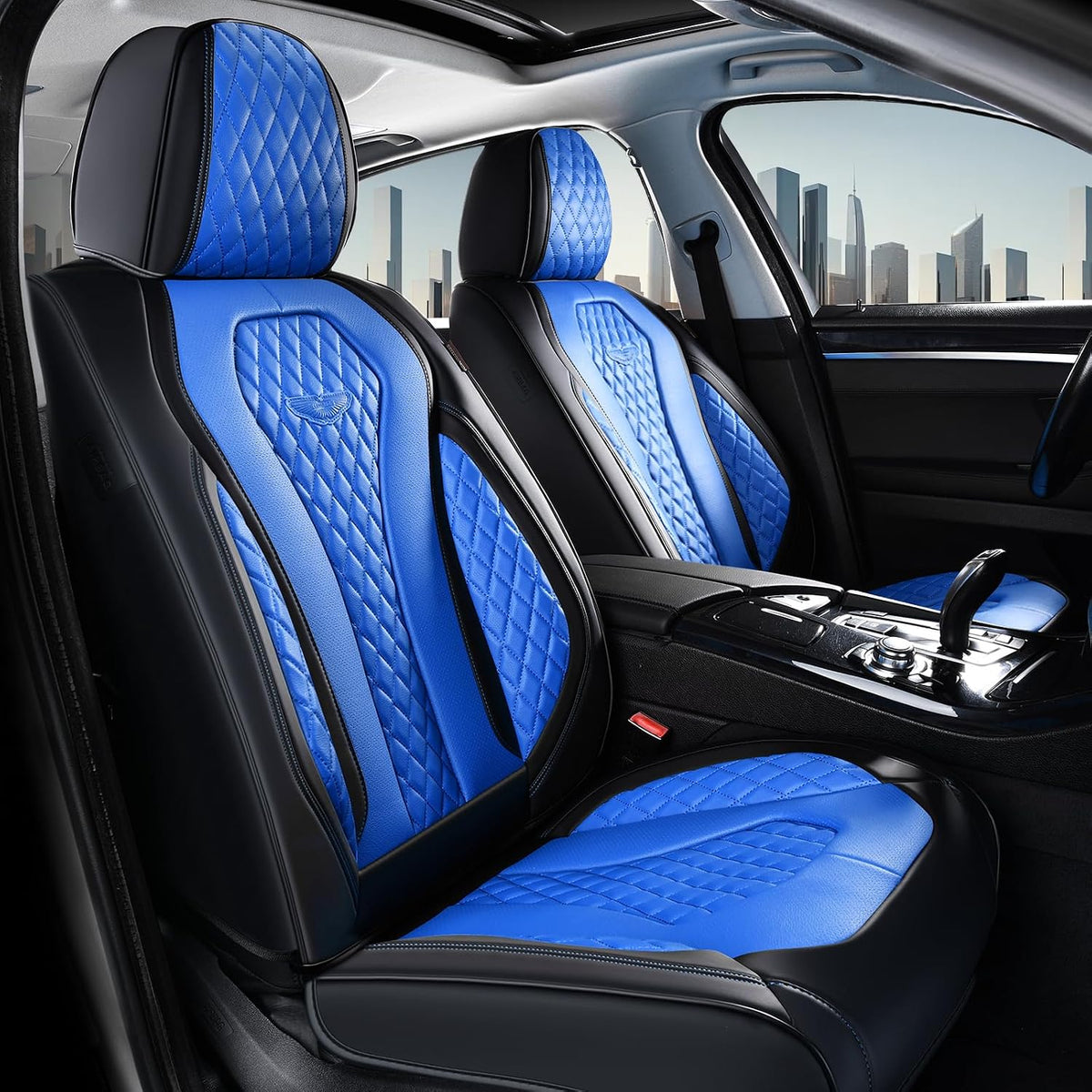 Coverado Seat Covers, Car Seat Covers Full Set, Black Car Seat Cover, Car Seat Covers Front Seats Back Seat Cover, Waterproof Car Seat Cushion, Leather Seat Covers Seat Protector Fit for Most Cars