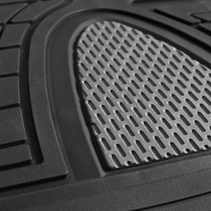 FH Group Automotive Floor Mats - Heavy-Duty Rubber Floor Mats for Cars, Universal Fit Full Set, Climaproof & Trimmable Floor Mats for Most Sedan, SUV, Truck, Black