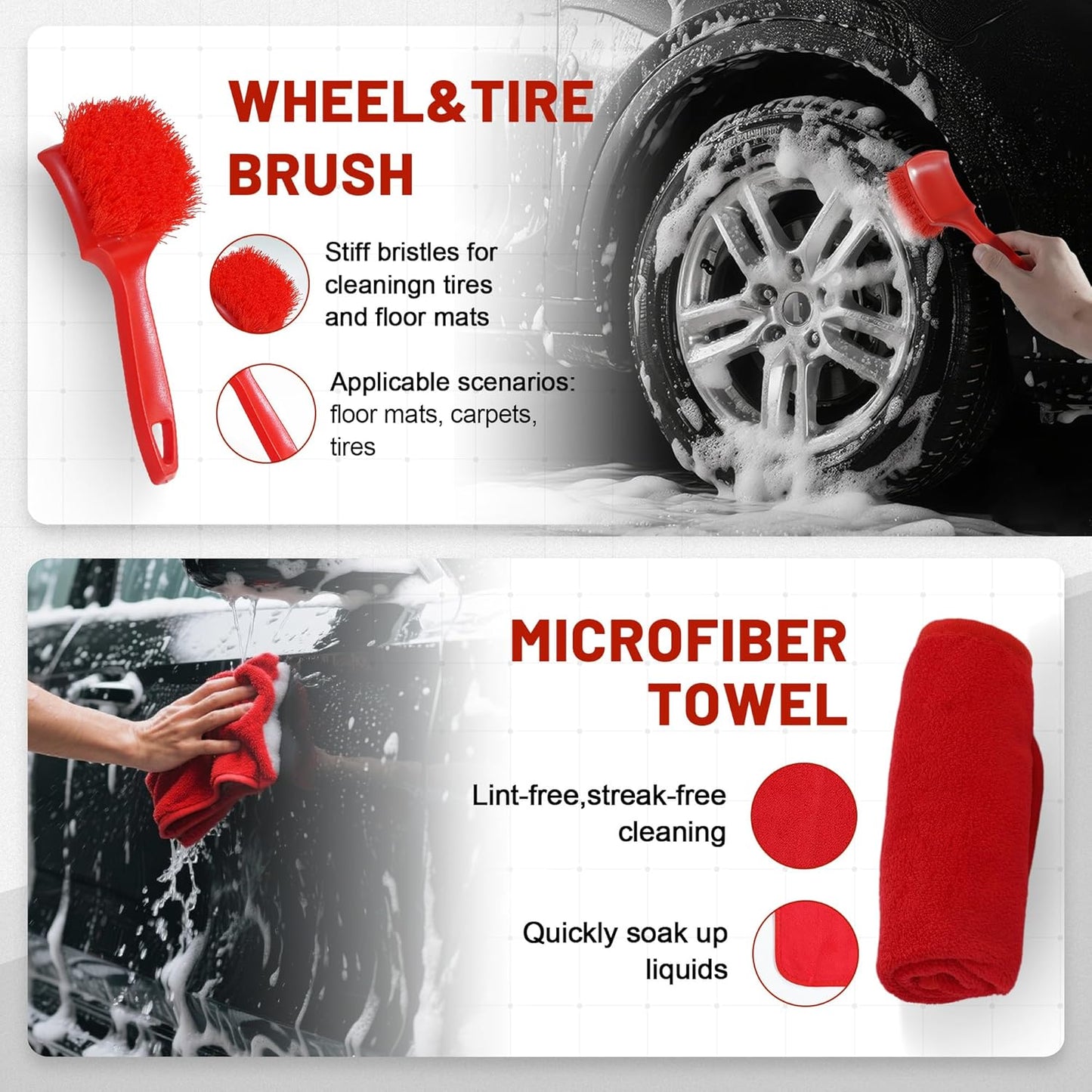 25Pcs Car Detailing Kit with Drill Brushes, Car Cleaning Kit for Interior Exterior, Wheel & Tire Brushes, Polishing Pads for Waxing, Auto Detailing Tools – Gift for Men Dad (25PCS)