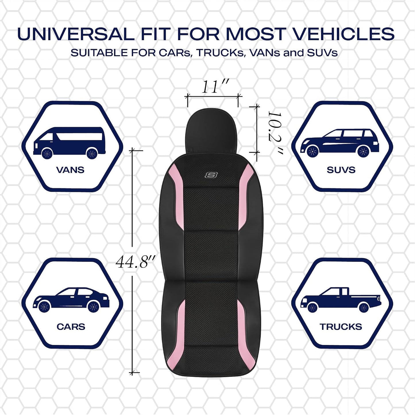 Skechers Memory Foam Seat Covers, Air Cool Mesh Thick Car Seat Covers, Car Seat Covers Front Seats Airbag Compatible, Universal Automotive Comfort for Most Cars, Vans, Trucks, SUV,Black