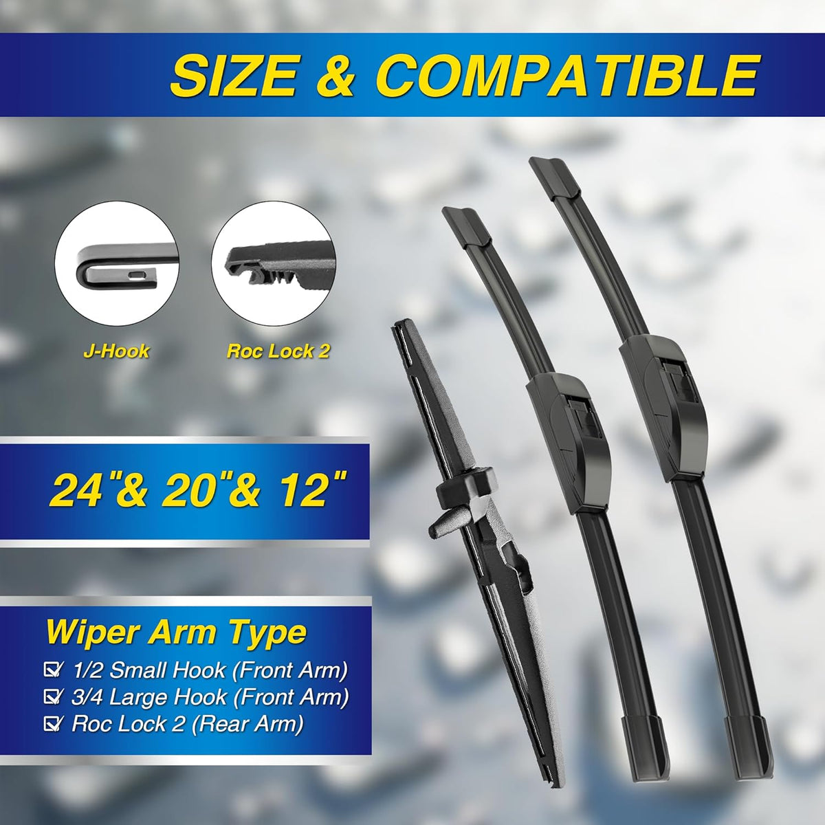 5 PLUS® Silicone Windshield Wipers Replacement for 2007-2014 Ford edge, 2007-2015 Lincoln MKX Wiper Blades(Set of 3),Automotive Replacement Windshield Wiper Blades For My Car-26"/20"/14" - Colors B