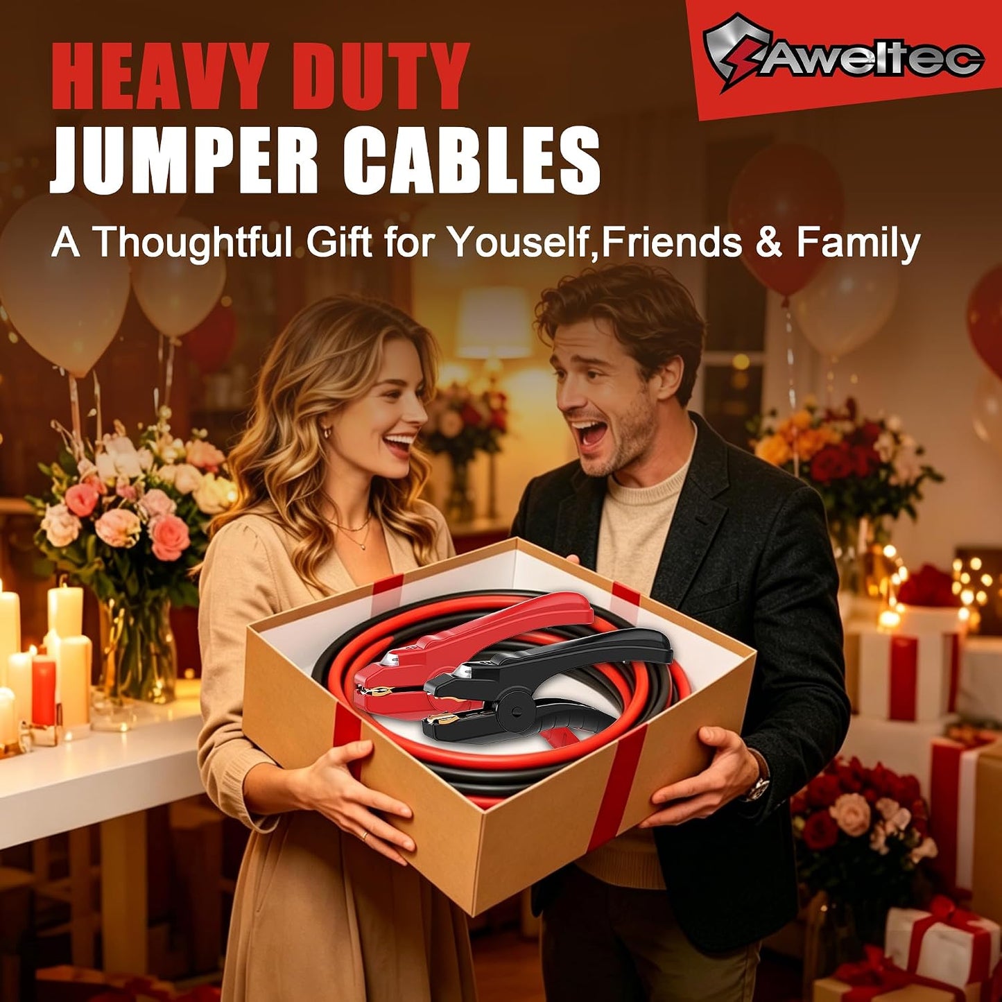 Jumper Cables for Car,8 Gauge 12 Feet Heavy Duty Booster Cable,Quick Connect Automotive Wires with Alligator Clamps,Carrying Bag for Cars Trucks