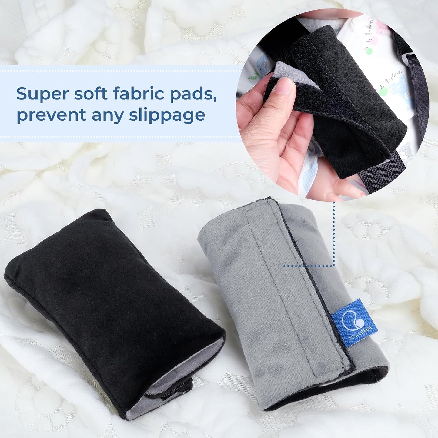 COOLBEBE Car Seat Straps Shoulder Pads for Baby Kids, Super Soft Seat Belt Covers for All Car Seats/Pushchair/Stroller/High Chair