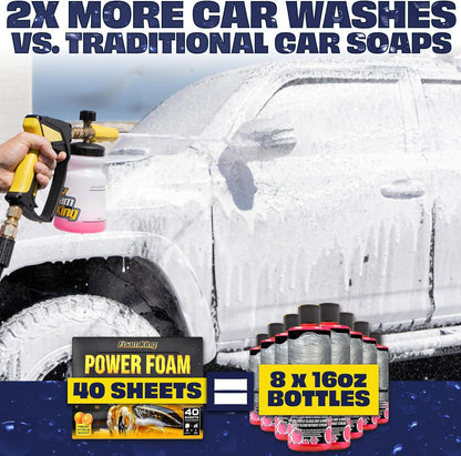 Foam King Car Wash Soap Strip (10ct = 5 Car Washes) - Concentrated Car Cleaning Soap Sheet, No Plastic Bottle - For Foam Cannons Guns, Bucket Wash. Safe for Cars, Trucks, Motorbikes - Citrus Scent