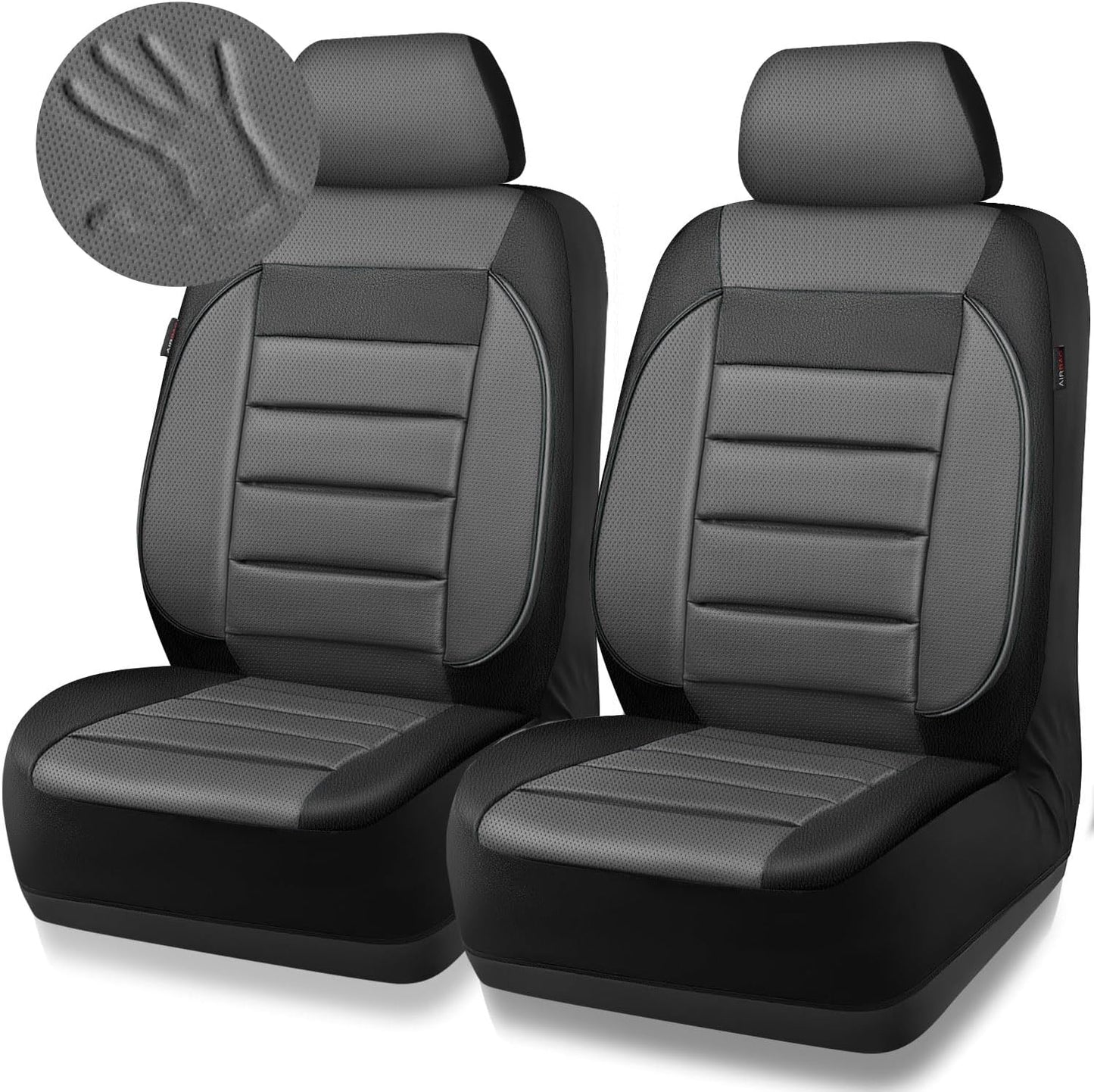 CAR PASS Leather Seat Covers Full Set Universal Water Resistant 3D Foam Back Support, Luxury Comfort Automotive 5 Seat Covers All Season Fit for SUV,Sedan,Van, Airbag Compatible Elegance(Pure Black)