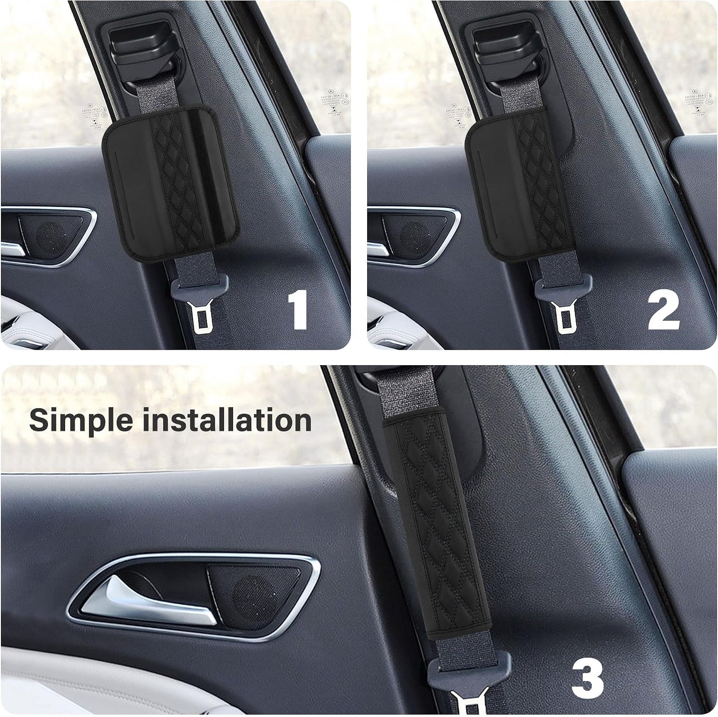 2PCS Car Seat Belt Cover Pads,Leather Seatbelt Covers Protect Shoulder and Neck Car Accessories Interior,Universal Car Seat Strap Pads Car Decorations for Most Cars Trucks (Black/Red)