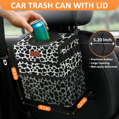 Vankor Car Trash Can Bin with Lid Hanging for Back Seat, Car Accessories for Women Men Leak Proof Automotive Garbage Cans Leakproof Vehicle Trash Can for Truck SUV Black