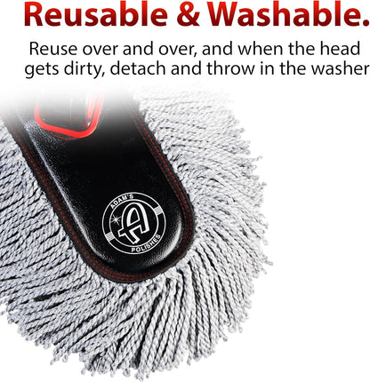 Adam's Polishes Microfiber Duster – Exterior Soft Premium Large Car Duster Kit Extendable Handle with Long Pole, Safe On Paint & Removes Dust, Pollen, Dirt, Cotton, Hair & More