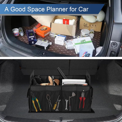 Femuar Car Trunk Organizer with Large Capacity Waterproof Car Accessories for Women & Men, Collapsible Trunk Organizer for Suv/Jeep/Sedan,Tools (Black, Standard)