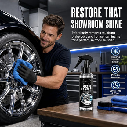 Iron Eraser Rust Remover Spray for Metal,Fast Iron Powder Remover Spray for Car Wheels, Paint & Metal Surfaces (2pcs)