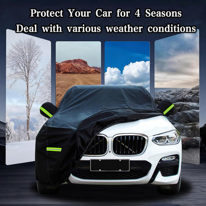 Car Cover for Sedan Waterproof Outdoor Car Covers Rain Snow UV Protection Universal Fit for Sedan Length 178-185 inch
