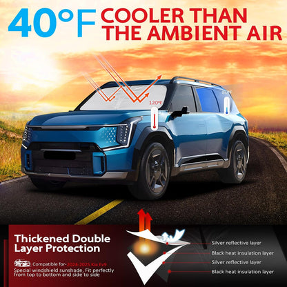 KAYZT Windshield Sun Shade for 2019-2025 2026 Chevy Silverado 1500 /GMC Sierra 1500 2500HD 3500HD Foldable Sunshade Front Window Custom Fit Car Accessories - Colors B