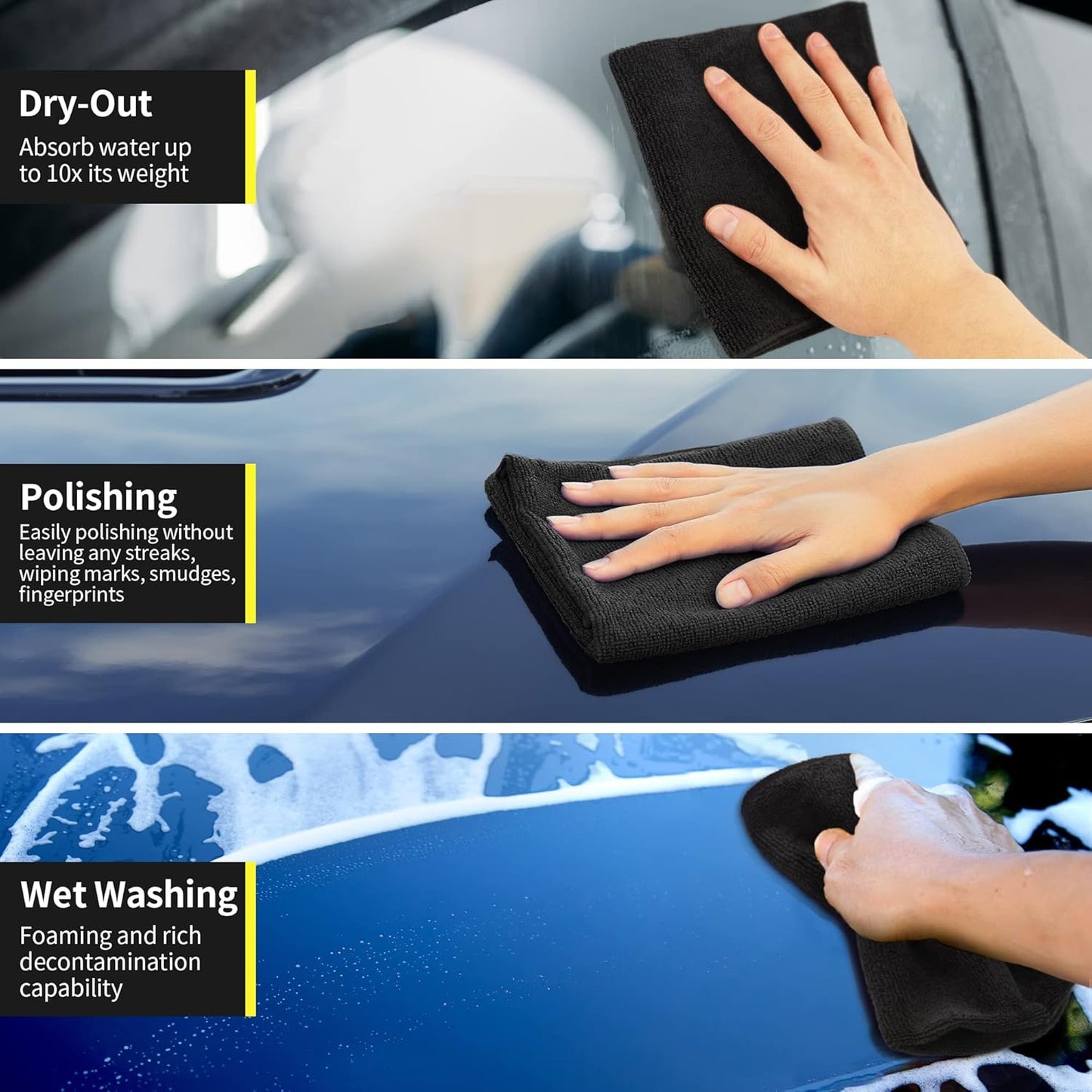 Microfiber Cleaning Cloth, 100 Pack Cleaning Rags Microfiber Towel Bulk Absorbent Lint-Free Wash Cloths, All-Purpose Shop Towels for Cars, Automotive, Garage, Home & Kitchen 11.5"*11.5"