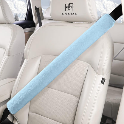 LACDL Extra Long Seatbelt Cover Super Soft Furry for Adults Kids Women & Men, Thick Plush Full Car Seat Belt Strap Cushion, Fluffy Shoulder Pad Protector, Auto Interior Accessories, 1pc, Black, 15.5in