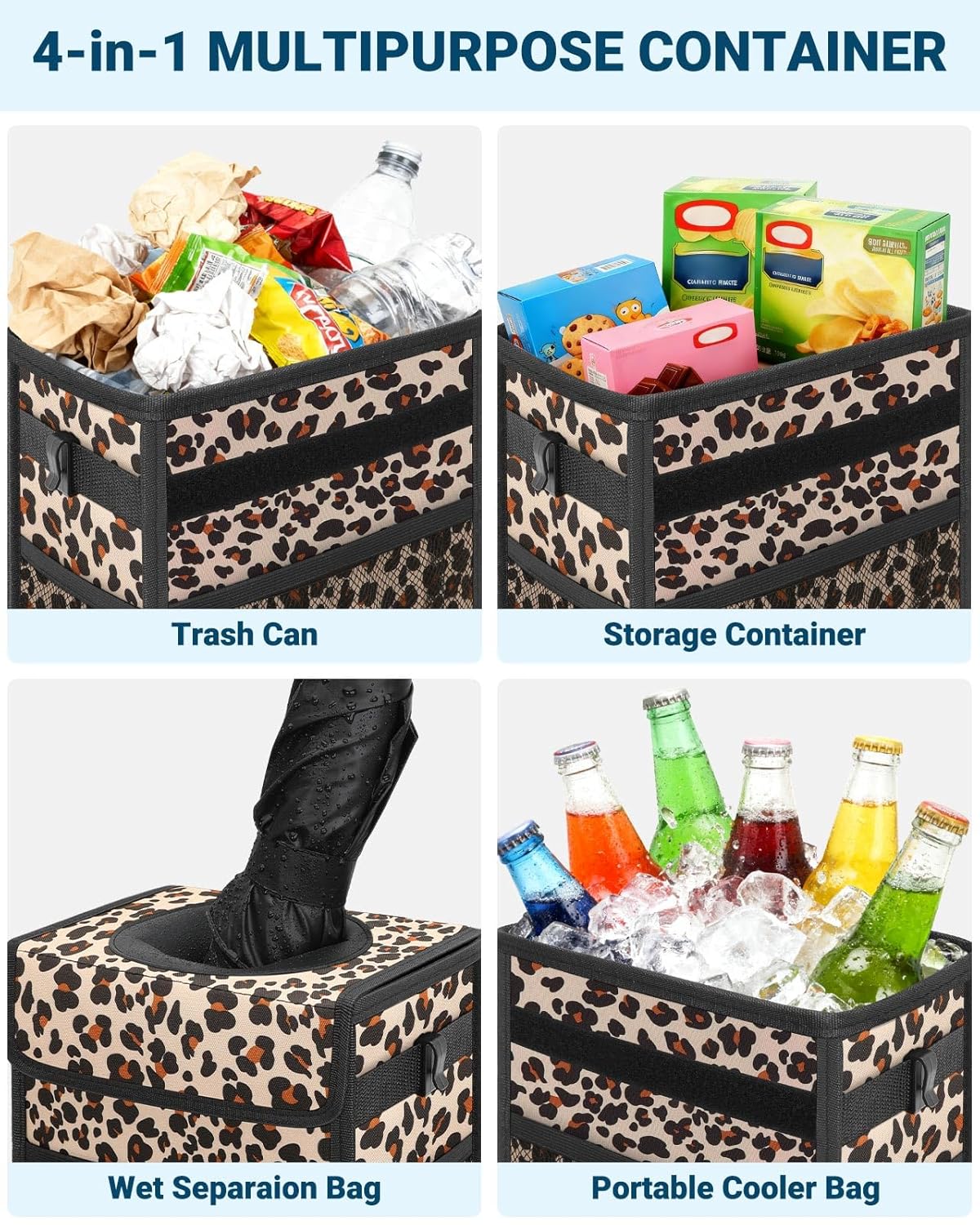 Capolo Car Trash Can with Lid, Leakproof Car Trash Bag Hanging Waterproof Automotive Garbage Can with Storage Pockets Mini Vehicle Trash Bin for Back/Front Seat(Black,2.5 Gallon)