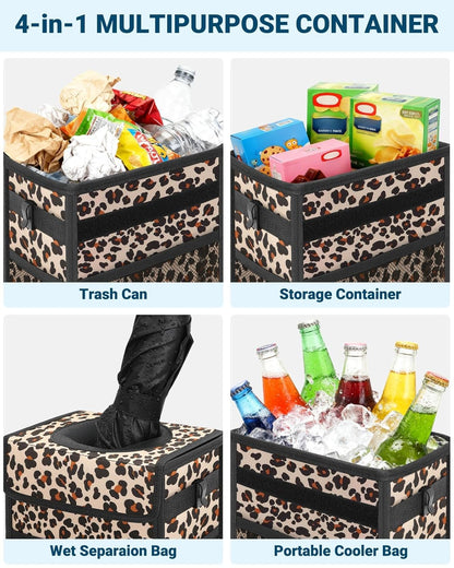 Capolo Car Trash Can with Lid, Leakproof Car Trash Bag Hanging Waterproof Automotive Garbage Can with Storage Pockets Mini Vehicle Trash Bin for Back/Front Seat(Black,2.5 Gallon)