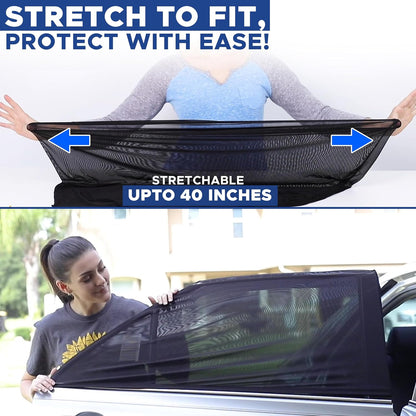 EcoNour Car Window Shades for Side Windows (Pack of 2) | Sun Shade for Car Heat and UV Protection | Adjustable Elastic Fabric Baby Car Shade | Rear Side Window Sun Shade Accessories (Large 21"x36")