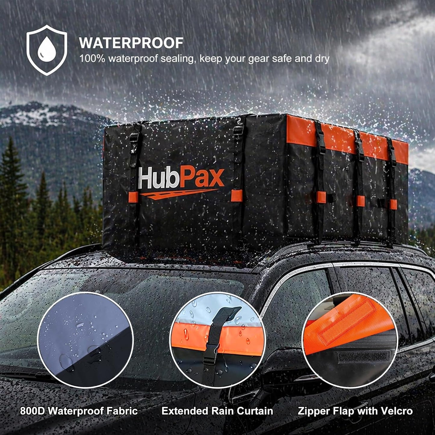 21 Cu Ft. Car Rooftop Cargo Carrier Bag Car Roof Top Bag Cargo Carrier | Fit All Vehicle with/Without Rack, Includes Anti-Slip Mat, 8 Reinforced Straps, 6 Door Hooks, Luggage Lock