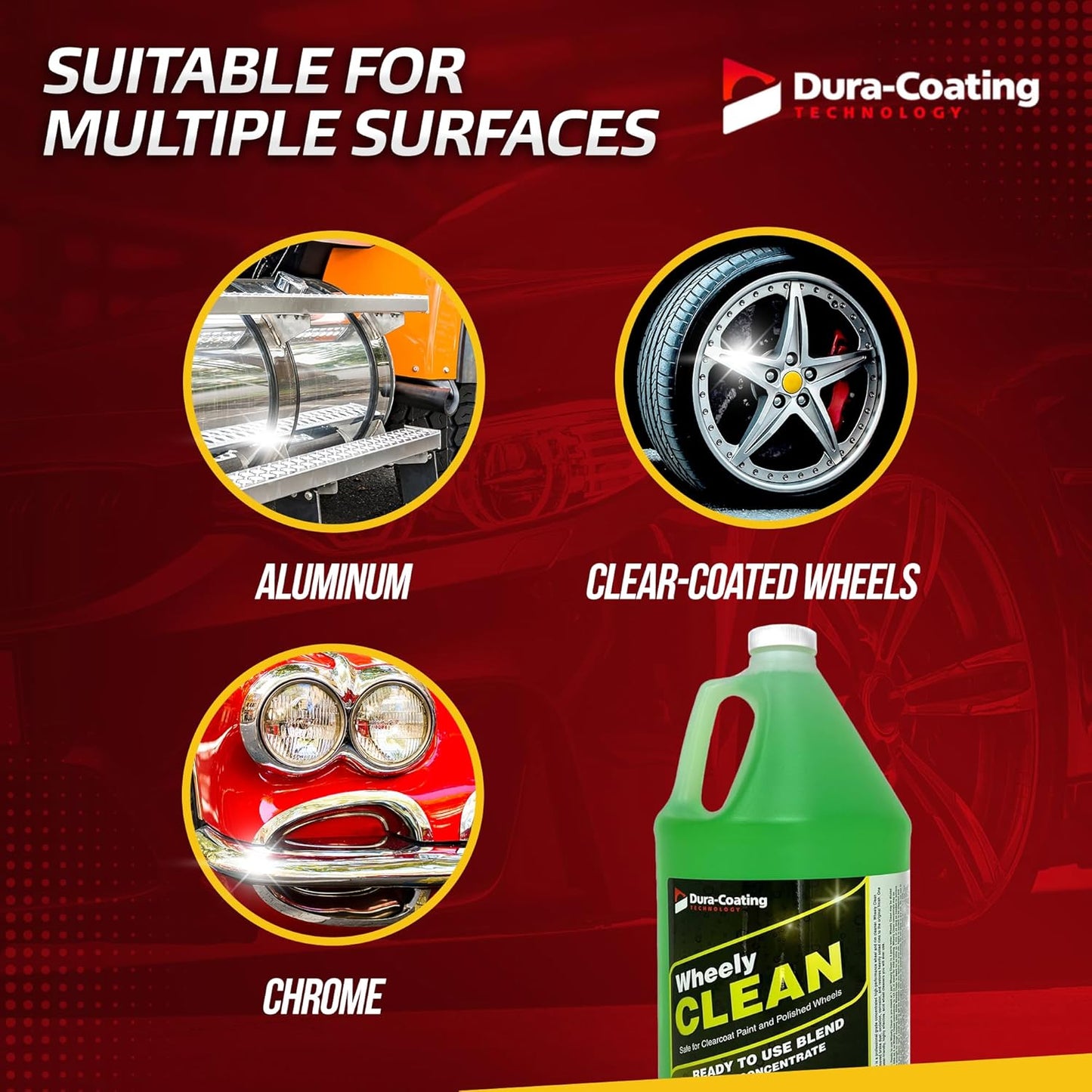 DURA-COATING TECHNOLOGY Wheely Clean - Professional Wheel Cleaner Spray - Ready-to-Use Tire Cleaner and Rim Cleaner - Suitable for Aluminum, Chrome, or Clear-Coated Wheels - Removes Brake Dust - 16 oz