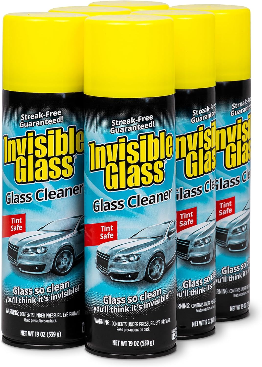 Invisible Glass 91164-6PK Premium Aerosol Glass Cleaner Spray for Car Windshields and Windows, Automotive and Home Window Cleaner, Streak-Free, Ammonia-Free, Tint-Safe – 19 oz (Pack of 6)