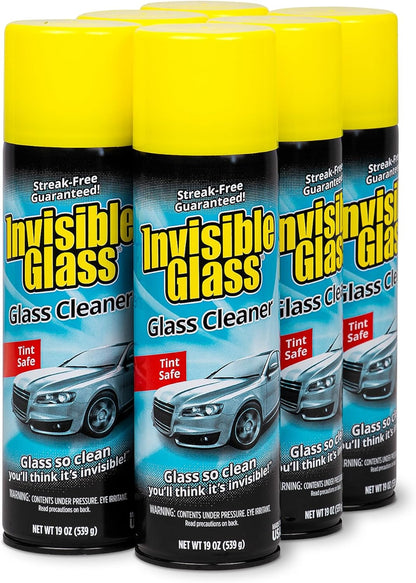 Invisible Glass 91164-6PK Premium Aerosol Glass Cleaner Spray for Car Windshields and Windows, Automotive and Home Window Cleaner, Streak-Free, Ammonia-Free, Tint-Safe – 19 oz (Pack of 6)