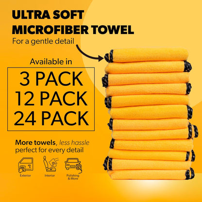 Chemical Guys Professional Grade Premium Microfiber Towels for Cars, Gold, 16" x 16", Ultra-Soft and Scratch-Free Car Detailing Cloths for Trucks, Motorcycles, and More - 24 Pack