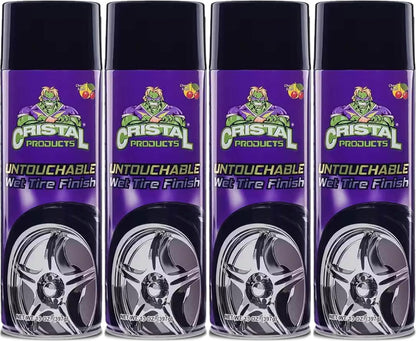 Cristal Products Untouchable Tire Shine Spray – Long-Lasting Wet Tire Finish for Deep Gloss & Protection – Waterproof Tire Shine, Easy Application, Premium Tire Cleaner Shine 8oz (1PK)
