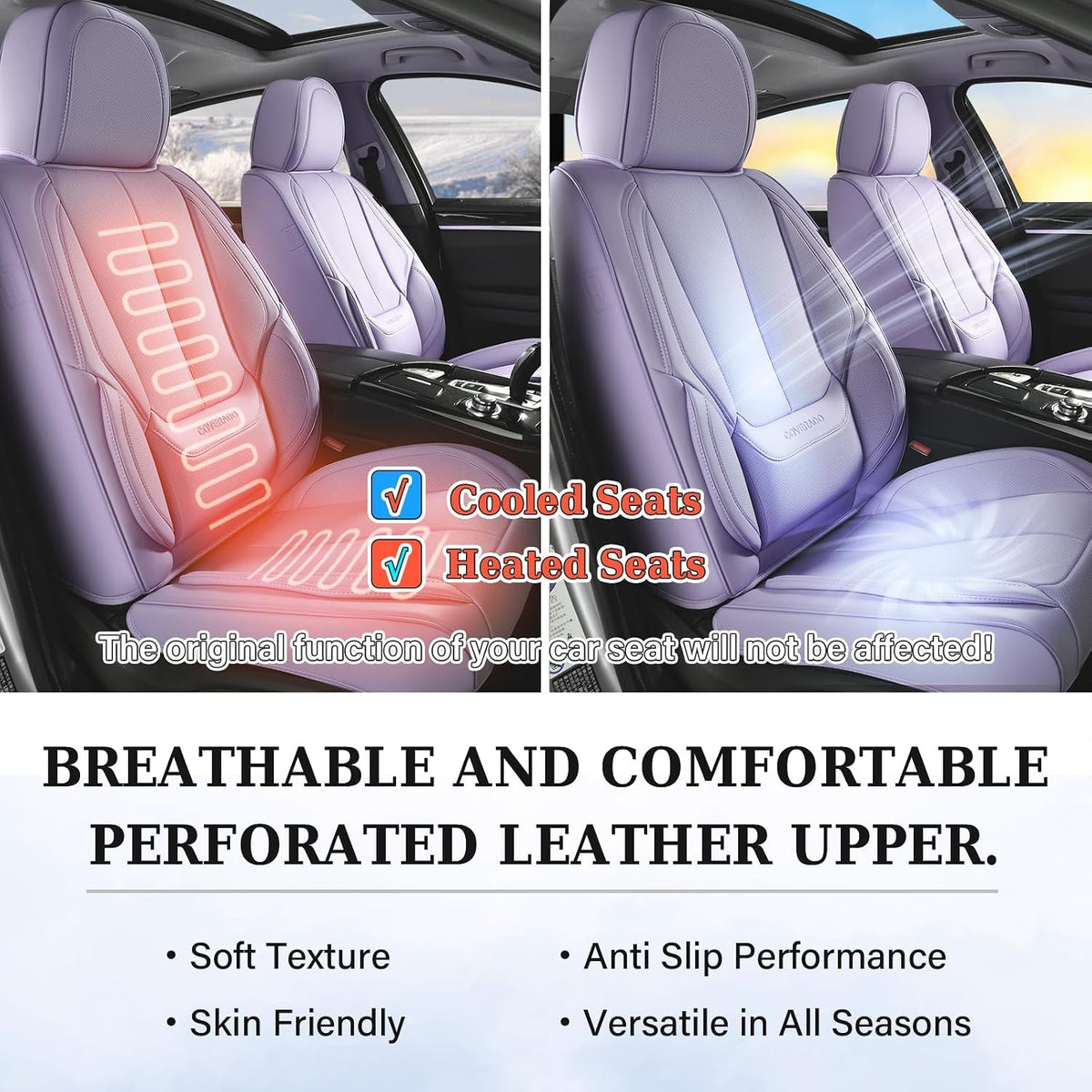 Coverado Seat Covers Full Set, Black Seat Covers for Cars 5 Seats, Car Seat Protector, Waterproof Nappa Leather Car Seat Cushion, Front and Rear Car Seat Cover Fit for Most Sedans SUV Pick-up Truck - Colors A