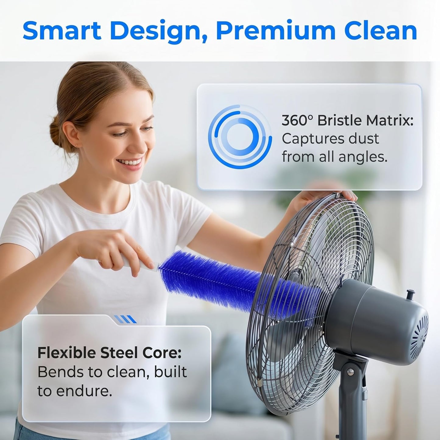 Bendable Microfiber Head, 2026 Fan Cleaner Brush Reusable Dust Remover Washable ldeal for Electric Fans Air Conditioning, Home Car Vents, Curtain (Mixed 2 Pcs)