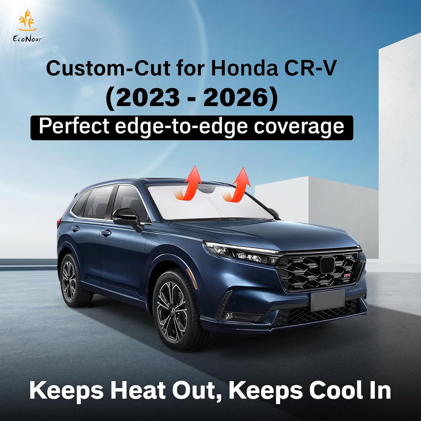 EcoNour Car Windshield Sun Shade | 2025 Upgraded Innovative No-Light-Pass Technology for Maximum Coverage | Foldable Sun Shade Keeps Your Vehicle Cool | Must-Have Car Accessories | Small (59" x 29") - Colors L