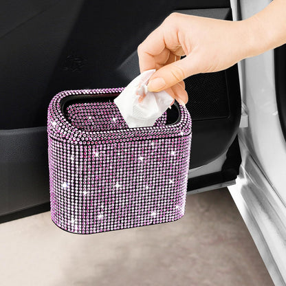 Accmor Car Trash Can with Lid, Mini Auto Dustbin Garbage Organizer Holder 2 Packs, Automotive Storage Container Bin with 60 Pcs Bags for Vehicle, Home, Office