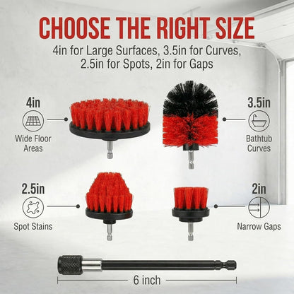 Drill Brush Attachment Set, 5 Pack Power Scrubber Cleaning Brush Kit with Extension Rod for Bathroom, Tub, Tile, Grout, Kitchen, Floor and Wheel Rims (Blue)
