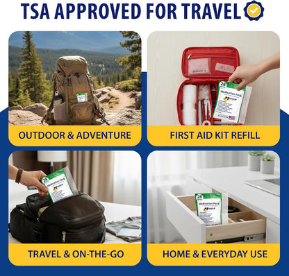 MFASCO - 7 in 1 - Travel Size Medicine Kit - TSA Approved | 28 First Aid Emergency OTC Medicine Packets for Cruise & International Travel | Compact Med Refill for Traveling & Office Assembled in USA