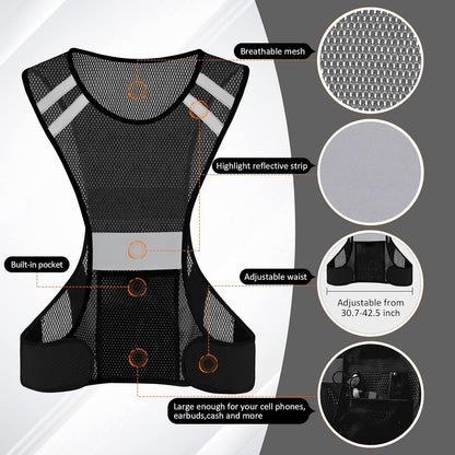 TCCFCCT Reflective Running Vest, High Visibility Running Gear with Large Pocket
