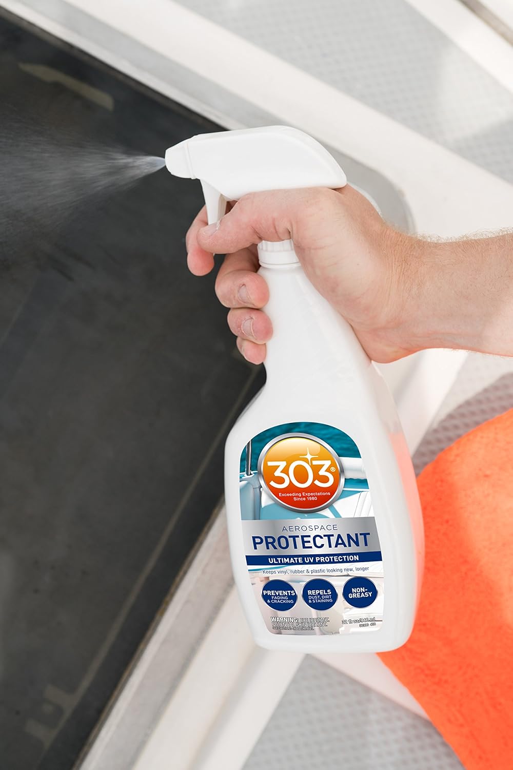 303 Products Marine Aerospace Protectant Spray, UV Protection for Boat Vinyl & Surfaces – Repels Dust, Dirt & Staining, Matte Finish, Restores Like-New Appearance, 32 oz